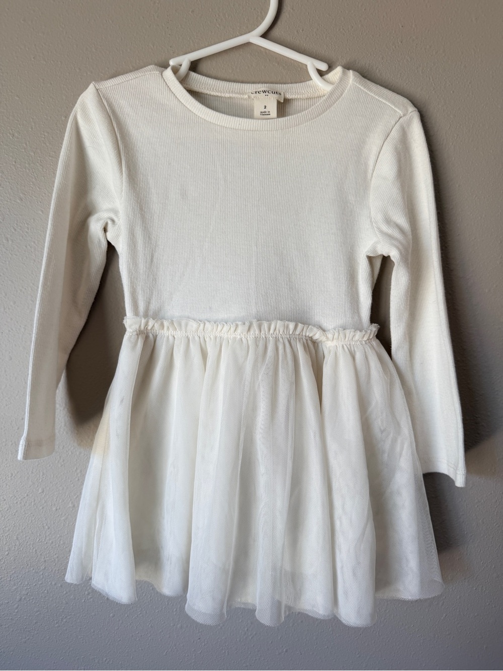 Crewcuts Cream Ribbed/Tulle Dress
